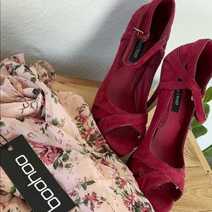 Gently Used - White House Black Market Red Suede Heels